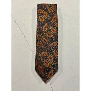 Paul Frederick 100% Silk Paisley Men's Necktie in Copper / Blue